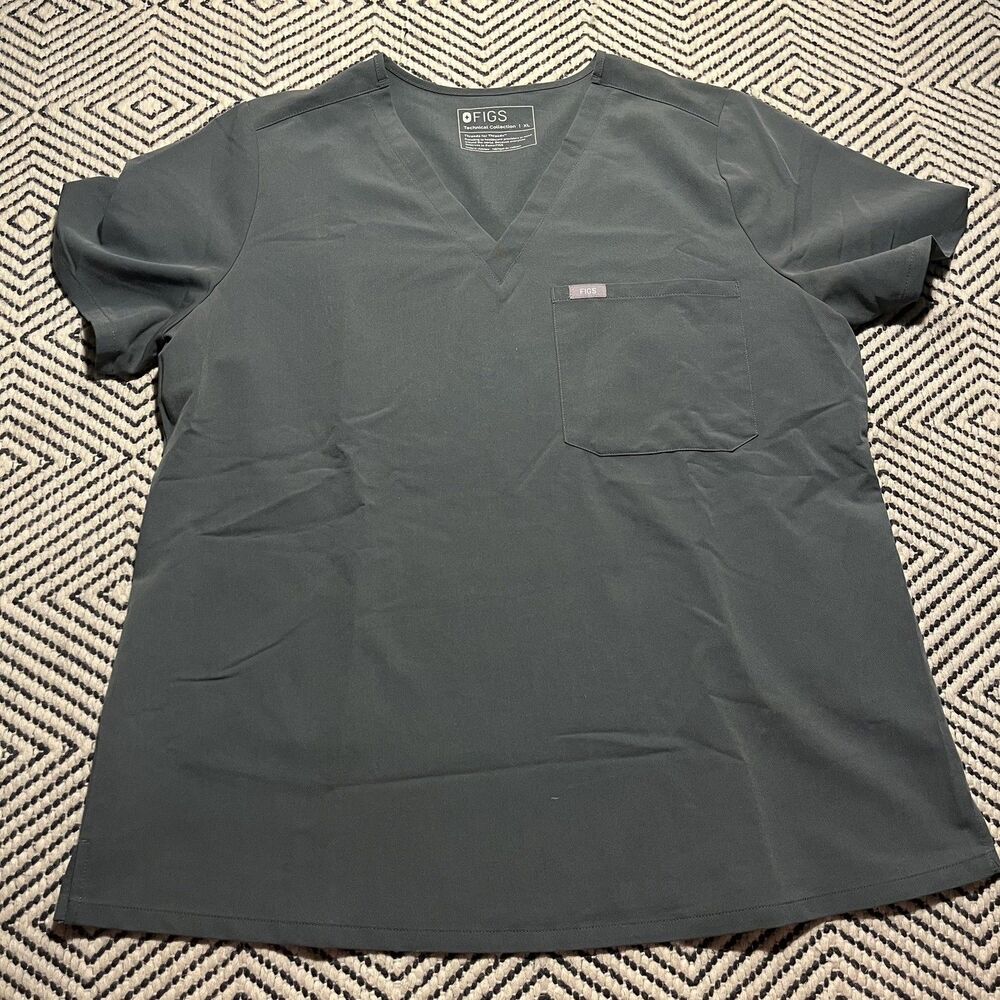 FIGS Catarina Scrub Top Women’s XL Gray Technical Collection Medical Uniform